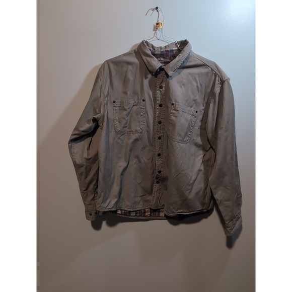 Reel Legends Men's Performance Jacket‎ Large, Khaki Plaid Cotton Fishing Jacket - Picture 1 of 6